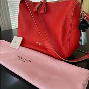 Kate Spade Medium Shoulder Bag in Orange Pebbled Leather